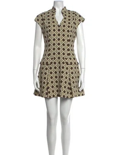 Pre-owned Mestiza New York Printed Mini Dress In Green