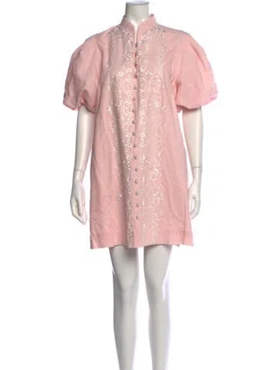 Pre-owned Mestiza New York Printed Mini Dress In Pink