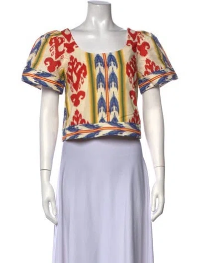 Pre-owned Mestiza New York Printed Scoop Neck Top In Multicolor