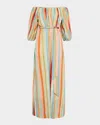 Mestiza New York Rafaella Striped Off-shoulder Cotton Maxi Dress