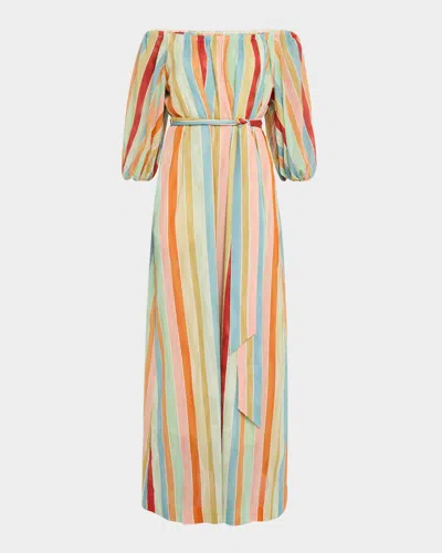 Mestiza New York Rafaella Striped Off-shoulder Cotton Maxi Dress