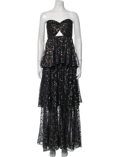 Pre-owned Mestiza New York Silk Long Dress In Black