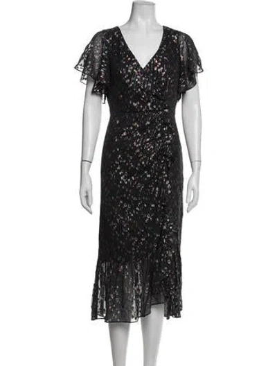 Pre-owned Mestiza New York Silk Midi Length Dress In Black