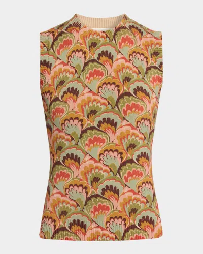 Mestiza New York Soho Marbled Multi-print Cotton Knit Shell Top