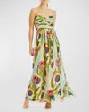 MESTIZA NEW YORK SOLEDAD STRAPLESS FLORAL-PRINT GOWN