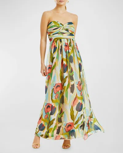 Mestiza New York Soledad Strapless Floral-print Gown In Abstract Multi