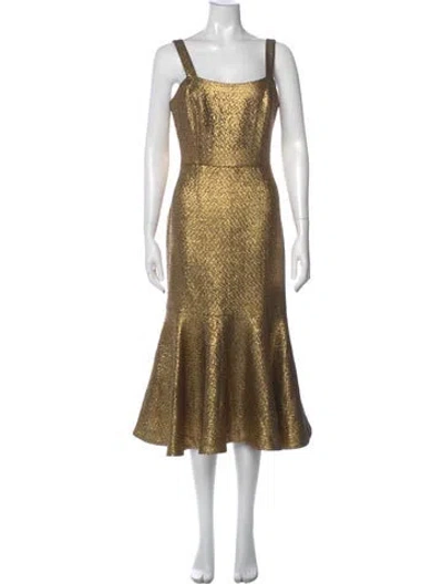 Pre-owned Mestiza New York Square Neckline Long Dress In Gold