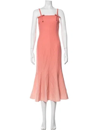 Pre-owned Mestiza New York Square Neckline Midi Length Dress In Orange