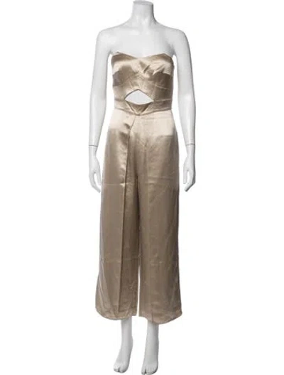 Pre-owned Mestiza New York Strapless Jumpsuit W/ Tags In Gold
