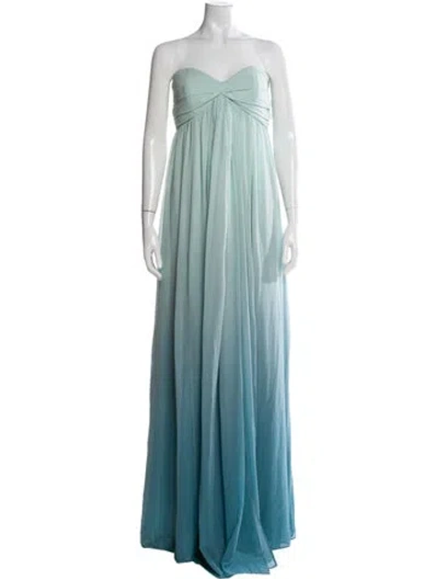 Pre-owned Mestiza New York Strapless Midi Length Dress In Green
