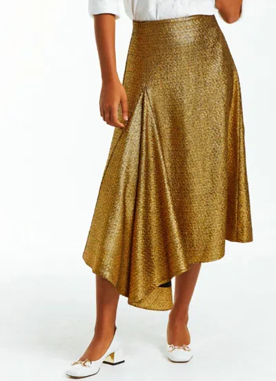 Mestiza New York Syrah Tweed Skirt In Gold Metallic Tweed In Burgundy
