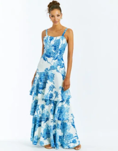 Mestiza New York Torerro Floral Gown In Blue White