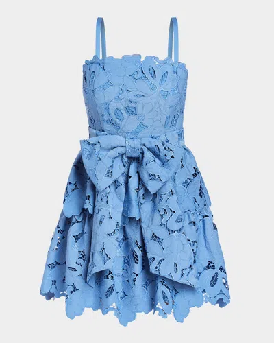 Mestiza New York Vanessa Tiered Floral Lace Mini Dress In Heritage Blue