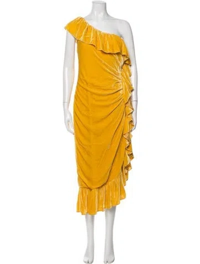 Pre-owned Mestiza New York Velvet Long Dress W/ Tags In Yellow