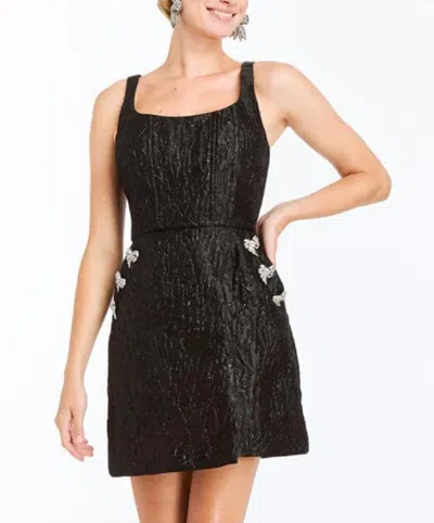 Mestiza New York Chianti Jacquard Crystal Bow Mini Dress In Black
