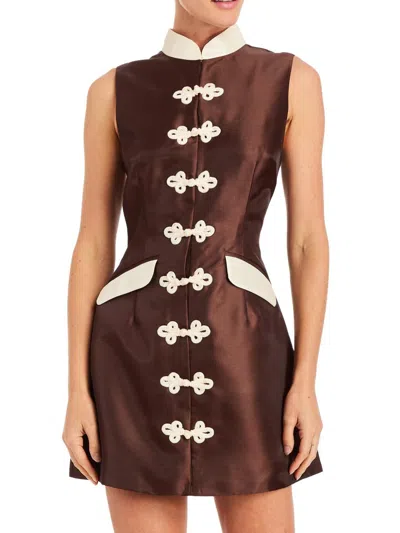 Mestiza New York Women's Tamara Stand-collar Sleeveless Minidress In Brown
