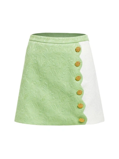 Mestiza New York Women's Winslet Jacquard Scallop Miniskirt In Green White