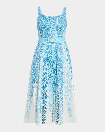 Mestiza New York Yvette Sleeveless Reversible Belted Midi Dress In Blue Floral