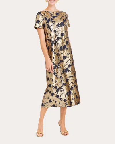 Mestiza Women's Adria Tie-back Metallic Jacquard Midi Dress In Gold