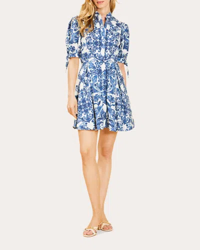 Mestiza Women's Brooklyn Floral Poplin Puff-sleeve Mini Dress In Blue