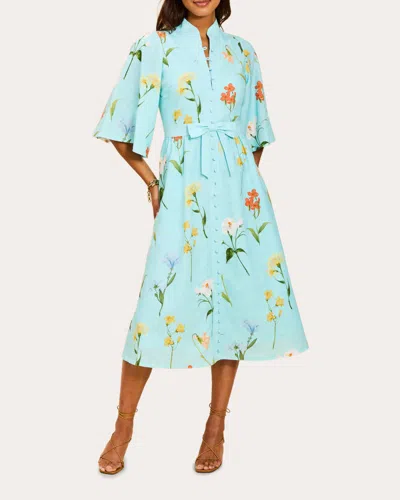 Mestiza Women's Carmen Floral Linen Button-front Midi Dress In Blue