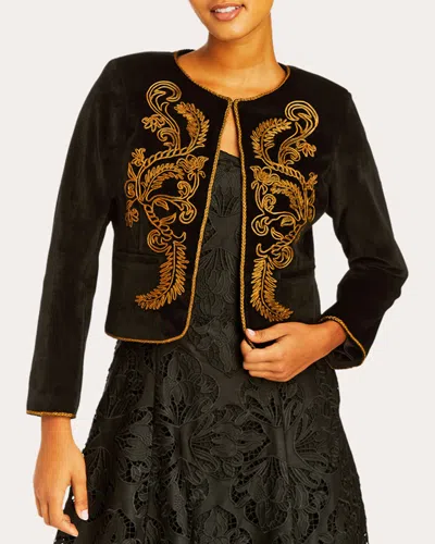 Mestiza Women's Cruz Embroidered Velvet Jacket In Gold