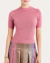 Mestiza Women's Drew Metallic Short-sleeve Sweater In Pink