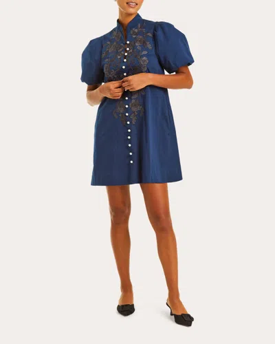 Mestiza Women's Elliana Barong Mini Dress In Blue