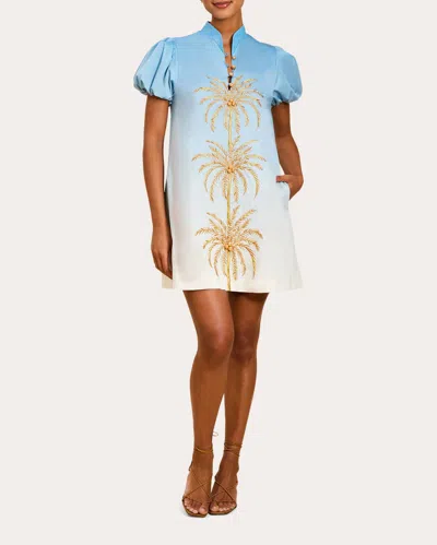 Mestiza Women's Elliana Embroidered Poplin Barong Mini Dress In Blue