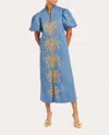 Mestiza Women's Elliana Embroidered Cotton Poplin Midi Dress In Blue