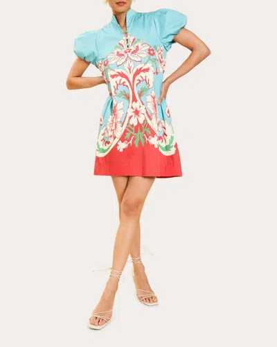 Mestiza Women's Elliana Floral Poplin Barong Mini Dress In Blue