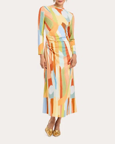 Mestiza Women's Gabriella Abstract Crepe Jersey Midi Dress Polyester In Multi