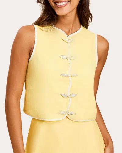 Mestiza Women's Imogen Reversible Cotton Cropped Vest Top In Yellow