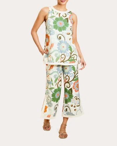 Mestiza Women's Judah Floral Cotton Cropped Flare Pants Cotton/linen In Multi