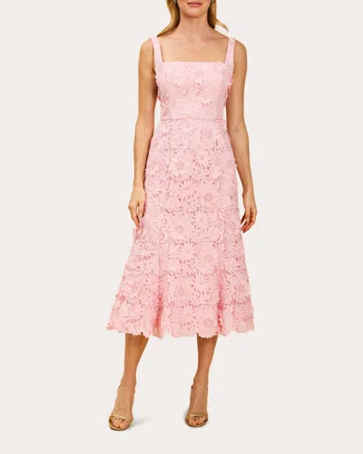 Mestiza Women's Manila Floral Lace Flared Midi Dress In Pink