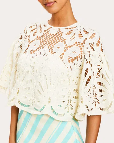 Mestiza Women's Marianna Scalloped Lace Crop Top In White