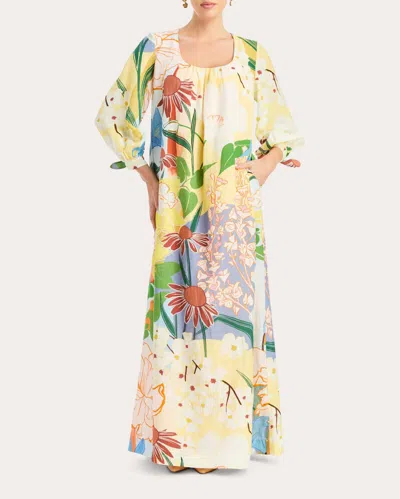 Mestiza Women's Marrakech Floral Organza Scoop Neck Gown Cotton/linen/tencel In Multi