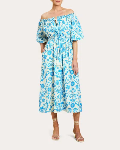 Mestiza Women's Nostalgia Floral Voile Off-shoulder Midi Dress In Blue