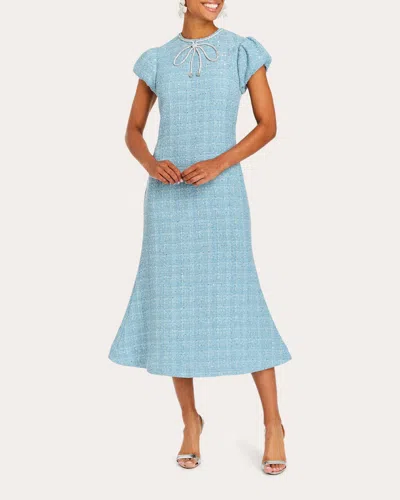 Mestiza Women's Perla Embellished Metallic Tweed Midi Dress In Blue