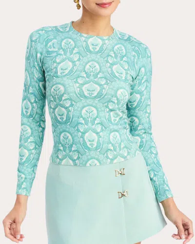 Mestiza Women's Phoebe Trellis Cotton Knit Crewnecksweater In Blue