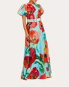 Mestiza Women's Pippa Floral Organza Puff-sleeve A-line Gown