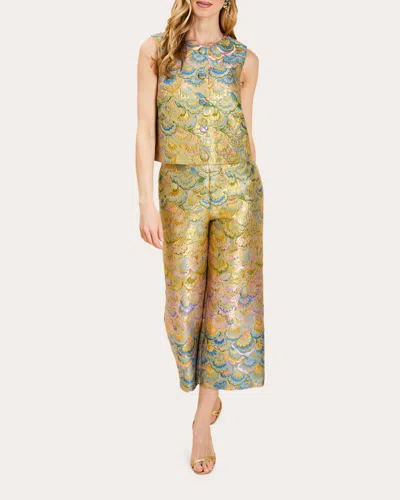 Mestiza Women's Sadie Metallic Jacquard Button-front Top Nylon/polyester In Multi
