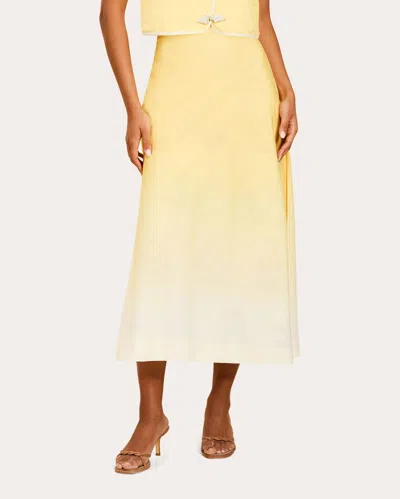Mestiza Women's Santiago Reversible Cotton Bias Midi Skirt In Yellow