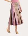 Mestiza Women's Seville Metallic Stripe Pleated Midi Skirt Polyester/spandex In Multi