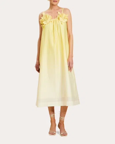 Mestiza Women's Solenn Ombré Organza Appliqué Midi Dress In Yellow