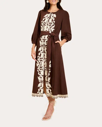 Mestiza Women's Suzanna Embroidered Button-front Midi Dress In Brown