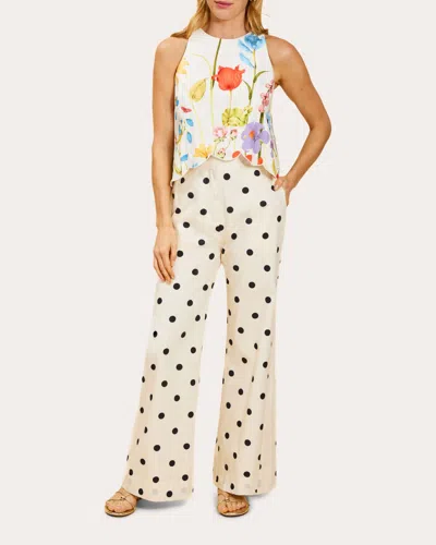 Mestiza Women's Taylor Polka Dot Poplin Flared Pants In White