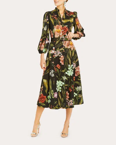 Mestiza Women's Valencia Floral-print Twill Midi Dress In Green