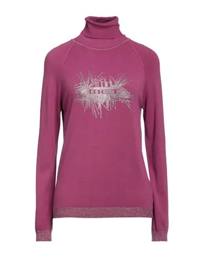 Met Jeans Woman Turtleneck Mauve Size S/m Viscose, Polyamide, Elastane In Purple