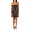 Met Gold Viscose Short Dress In Brown